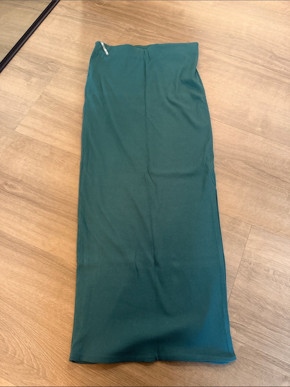 Teal Green Ribbed Maxi Skirt